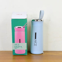 Water bottle 400ml leak proof, glass water bottle with   (1 pc / Light Blue Color)