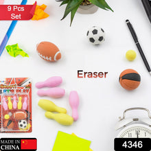 Mini Eraser Set for Kids (9 Pieces) - Fun Designs, Party Favors, School Prizes