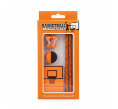 Football & Basketball Stationery Kit – Pencil, Sharpener & Eraser (Birthday Gift)