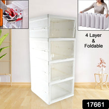 Stackable Multifunctional Storage, for Clothes Foldable Drawer Shelf Basket Utility Cart Rack Storage Organizer Cart for Kitchen, Pantry Closet, Bedroom, Bathroom, Laundry (4 Layer /  1 Pc)