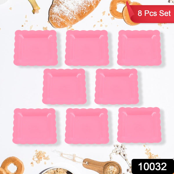Square Plastic Dinner Plate Snacks Breakfast Serving Trays Home School  8 Pc Set